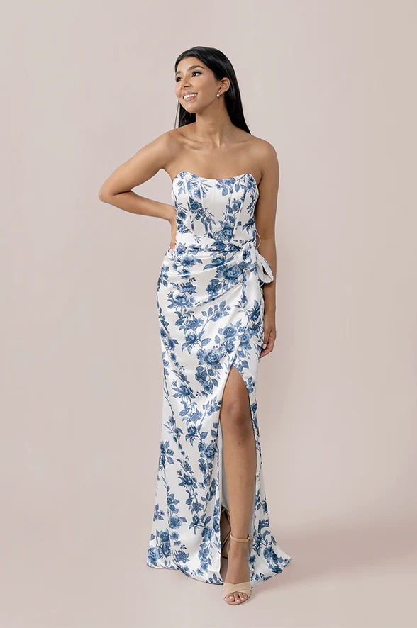 Amara Satin Floral Print Dress | Made To Order - Image 16