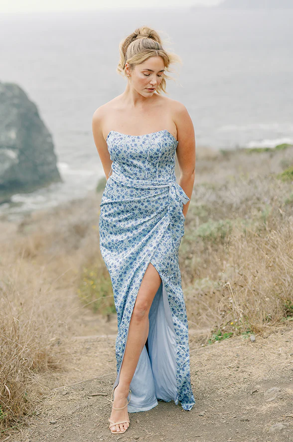 Amara Satin Floral Print Dress | Made To Order - Image 18