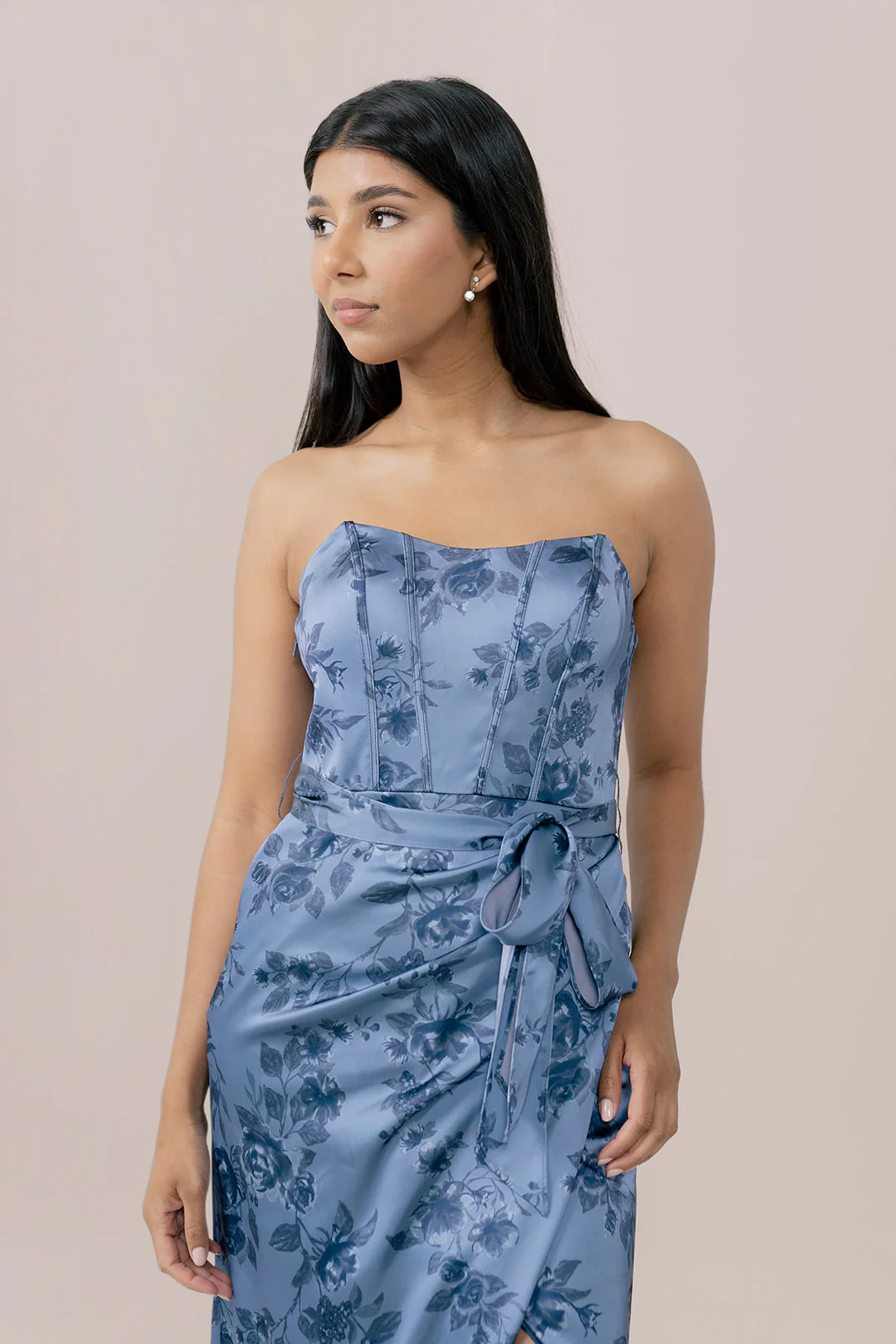 Amara Satin Floral Print Dress | Made To Order - Image 19