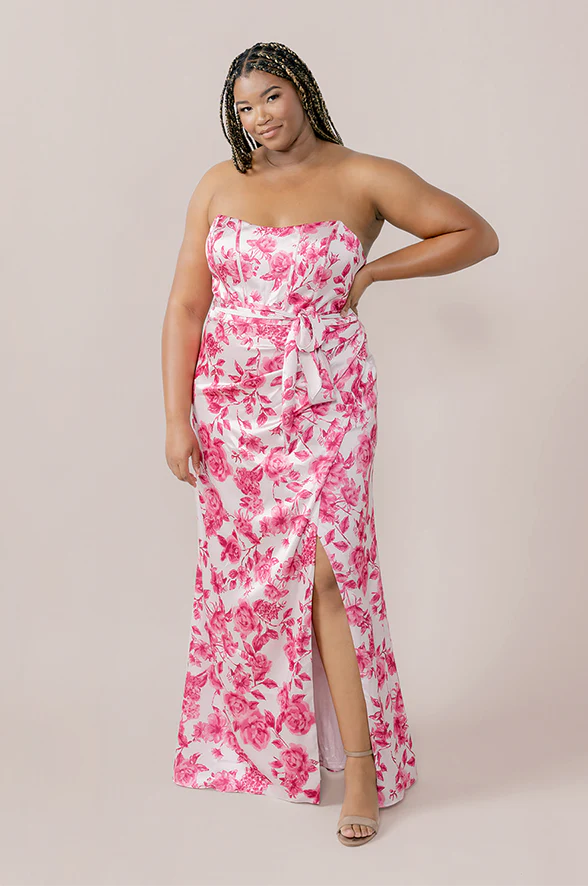 Amara Satin Floral Print Dress | Made To Order - Image 22