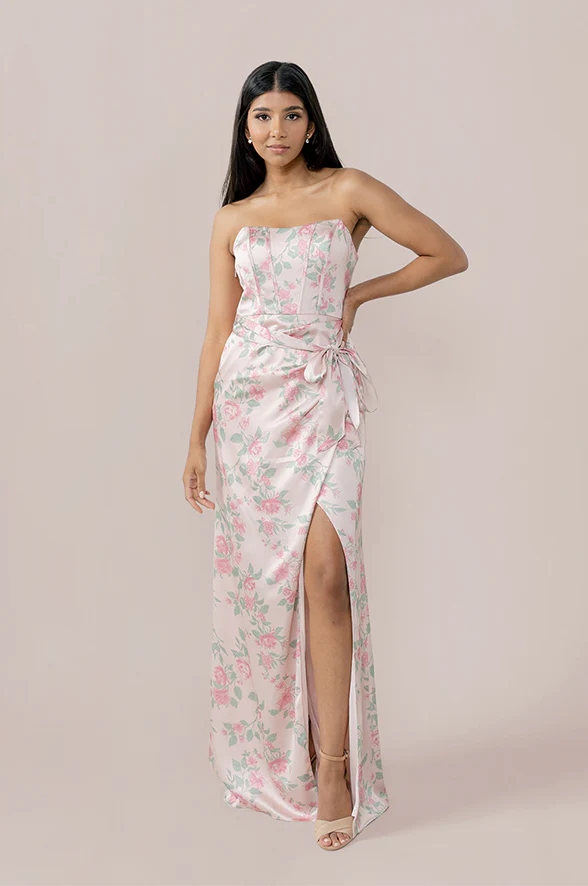 Amara Satin Floral Print Dress | Made To Order - Image 24