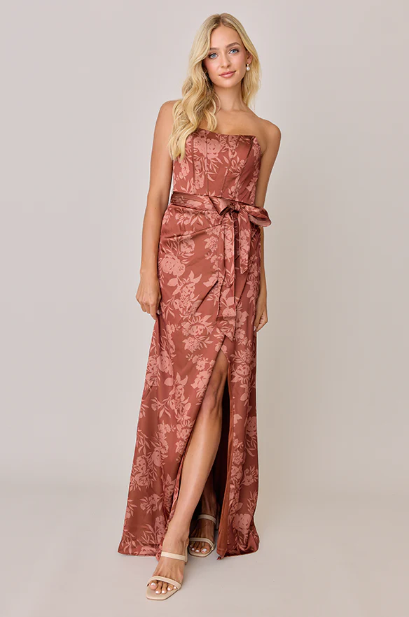 Amara Satin Floral Print Dress | Made To Order - Image 29