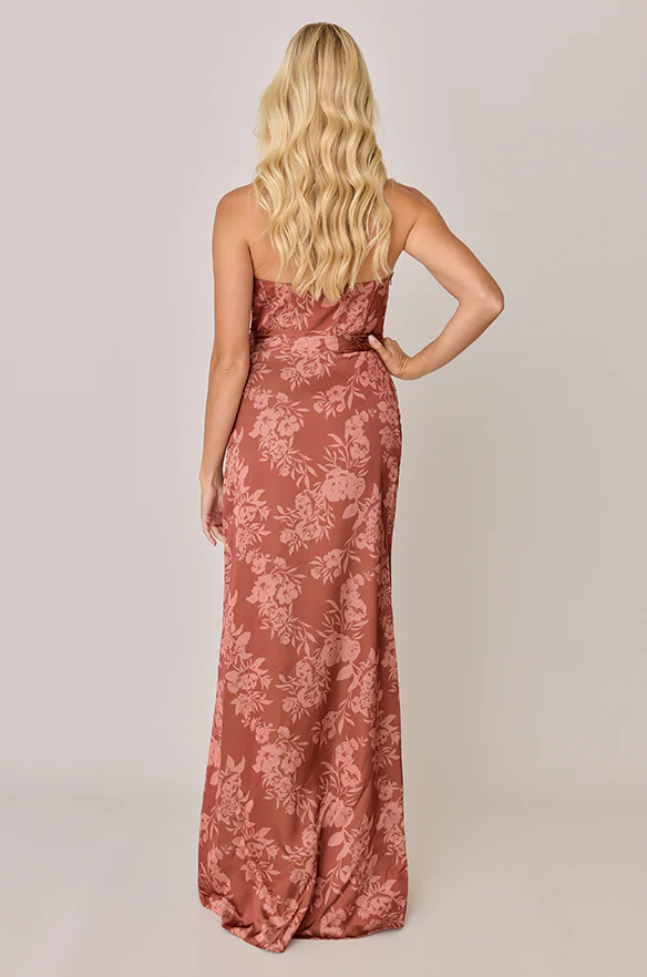 Amara Satin Floral Print Dress | Made To Order - Image 30