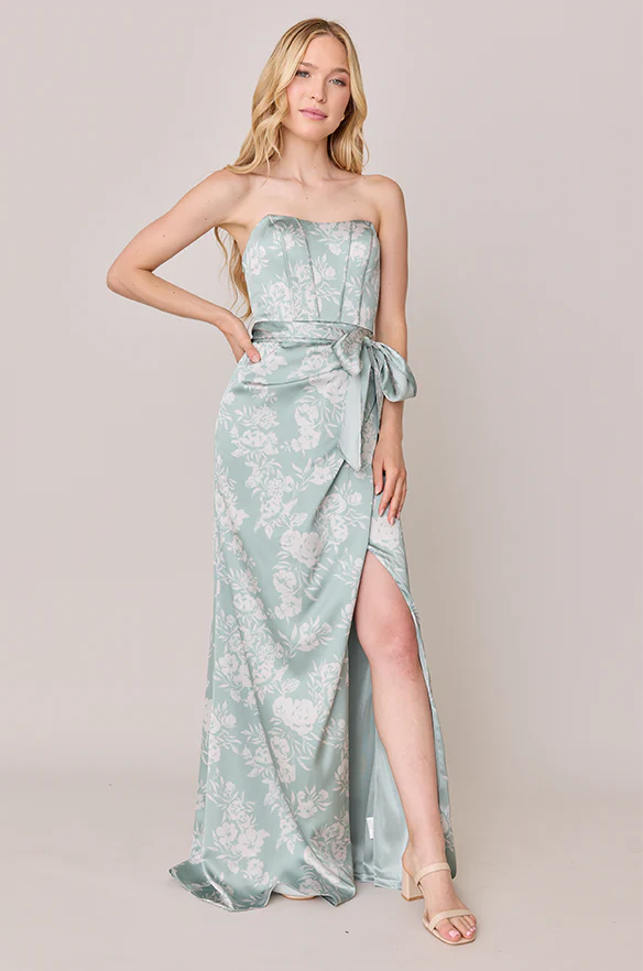 Amara Satin Floral Print Dress | Made To Order - Image 34