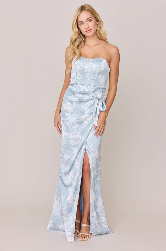 Amara Satin Floral Print Dress | Made To Order - Image 36