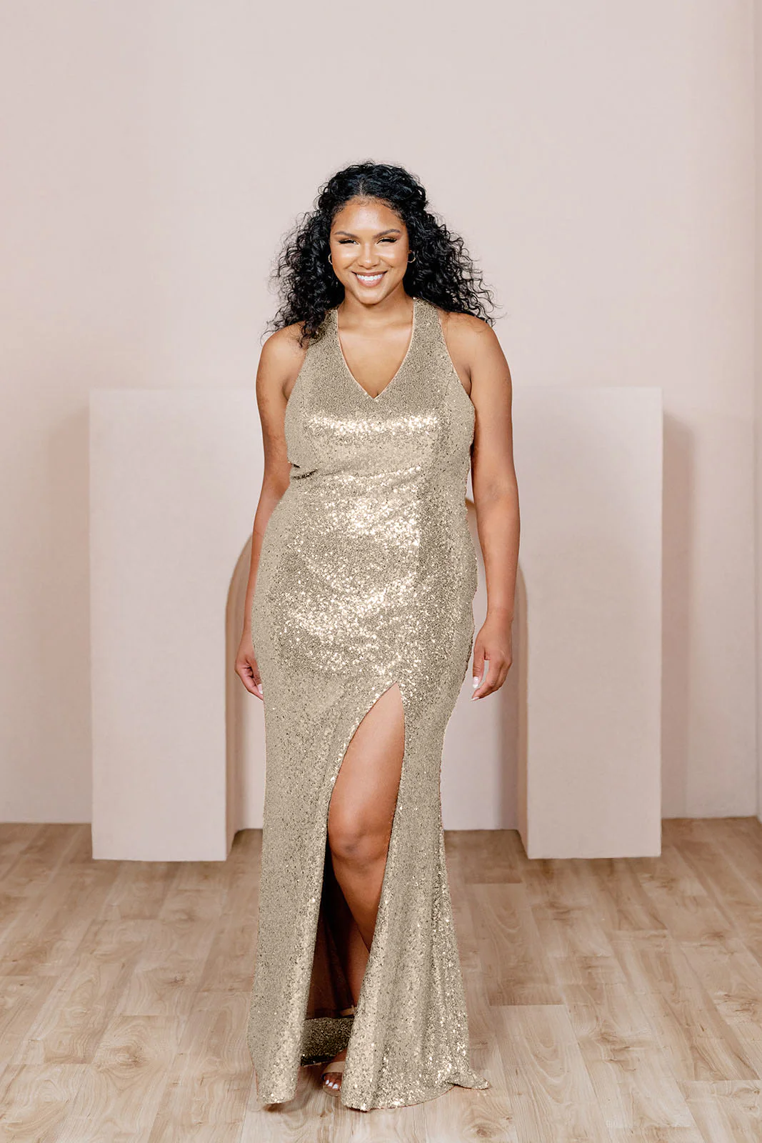 Asher Sequin Dress | Ready To Ship | Champagne Gold