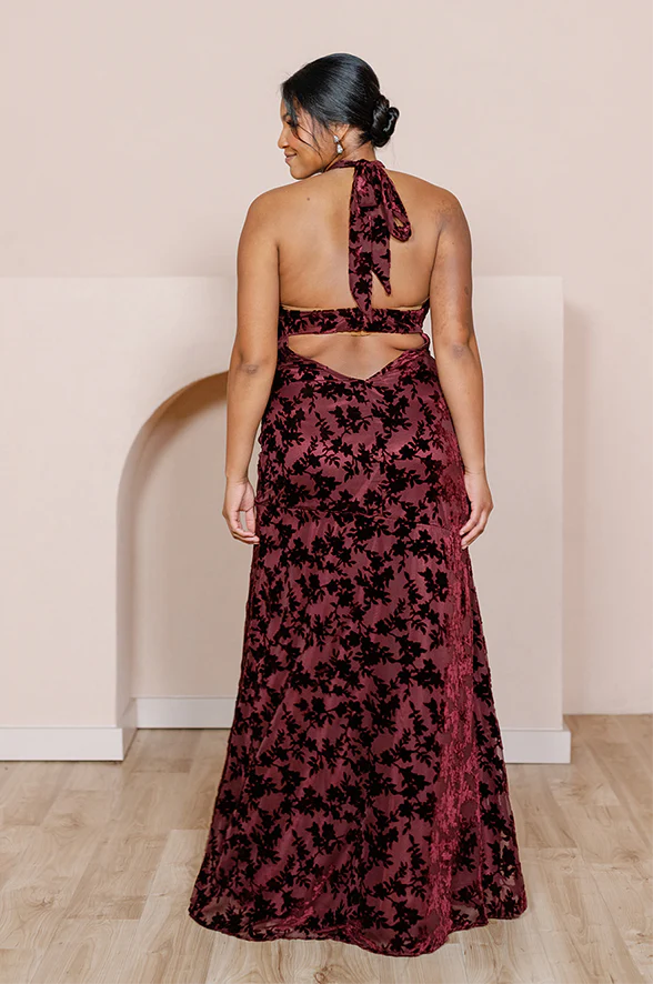 Athena Floral Burnout Velvet Dress | Made To Order - Image 22