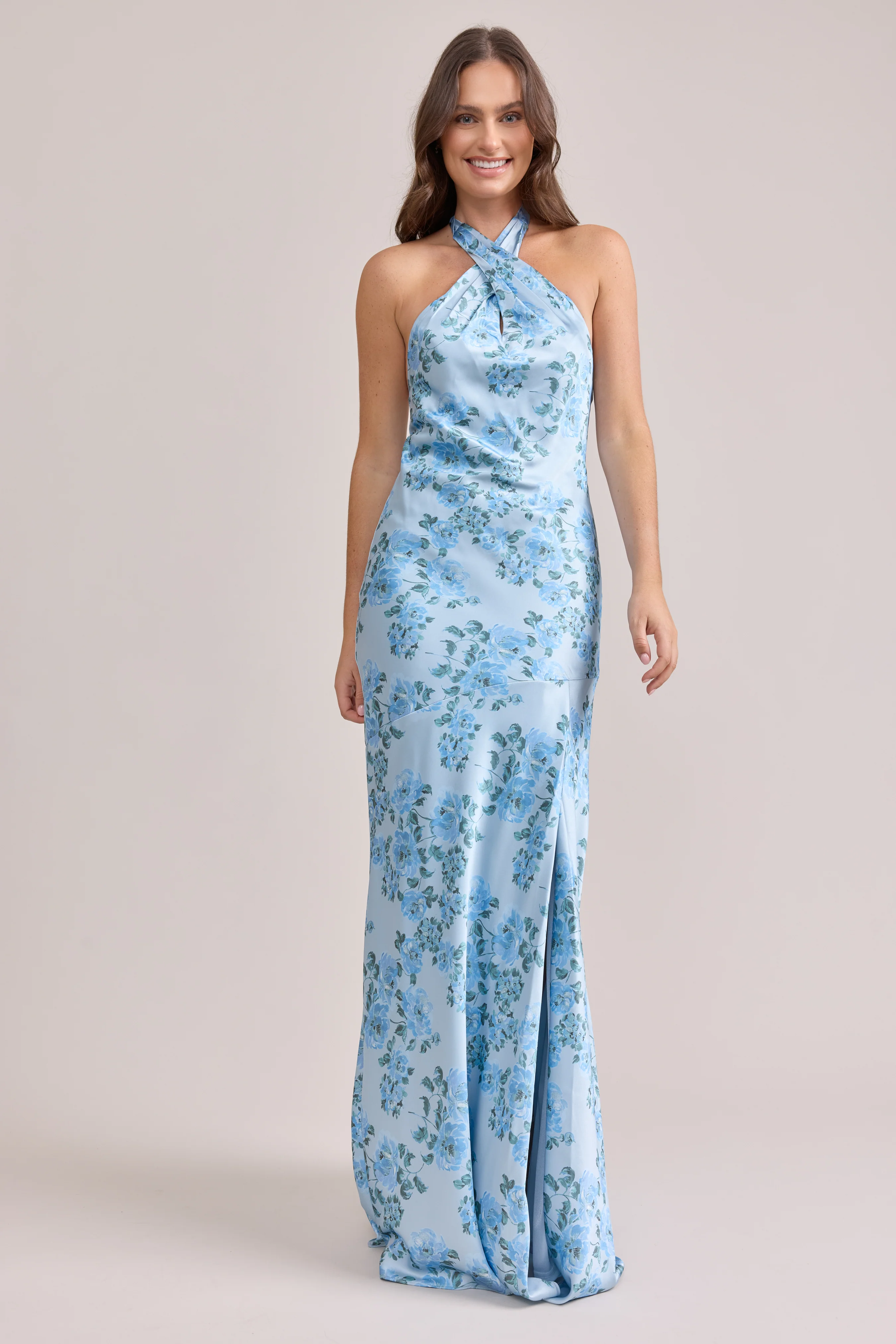 Athena Satin Floral Print Dress | Made To Order - Image 100