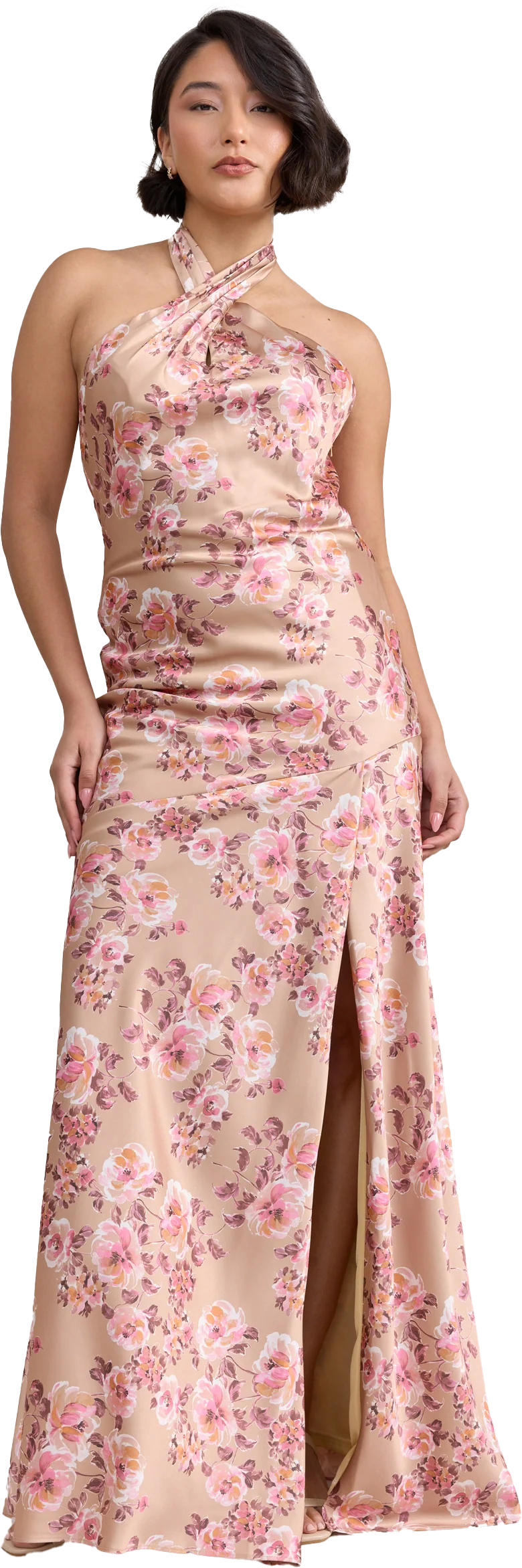 Athena Satin Floral Print Dress | Made To Order - Image 108