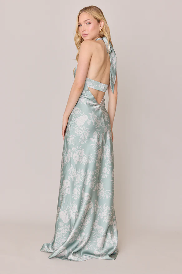 Athena Satin Floral Print Dress | Made To Order - Image 22