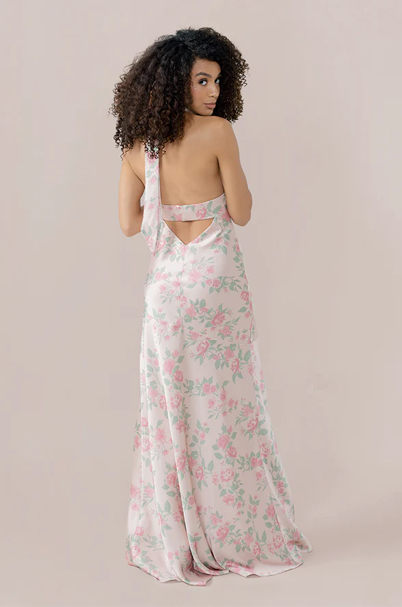 Athena Satin Floral Print Dress | Made To Order - Image 33