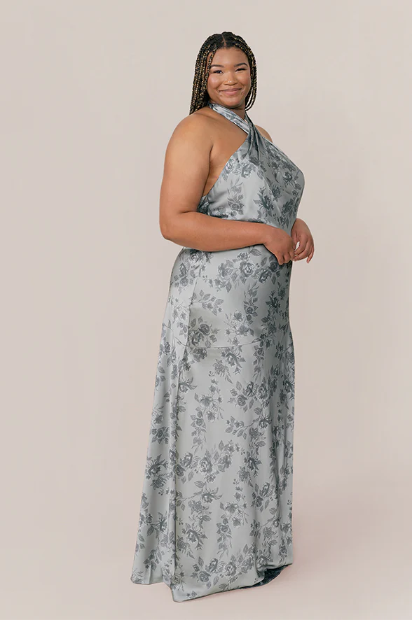 Athena Satin Floral Print Dress | Made To Order - Image 38