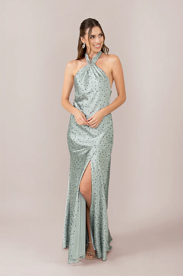 Athena Satin Floral Print Dress | Made To Order - Image 41