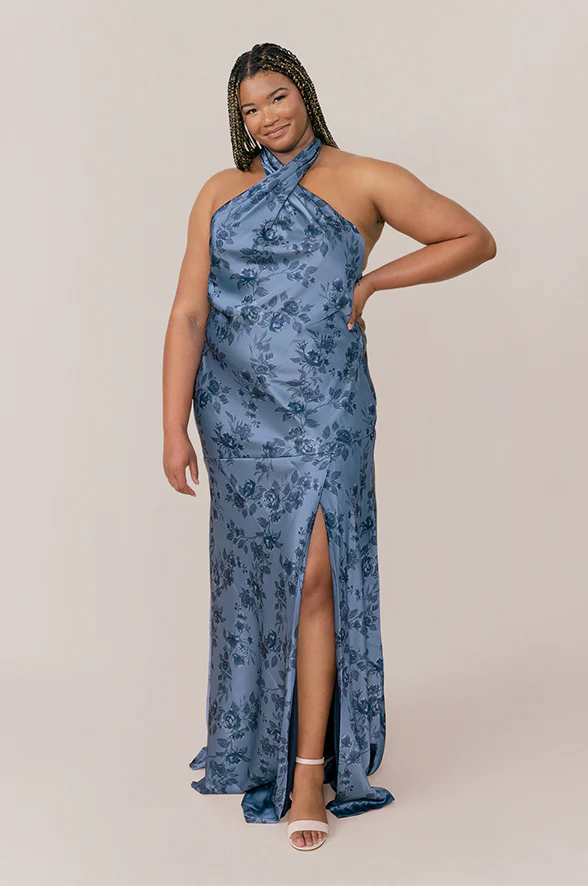 Athena Satin Floral Print Dress | Made To Order - Image 47