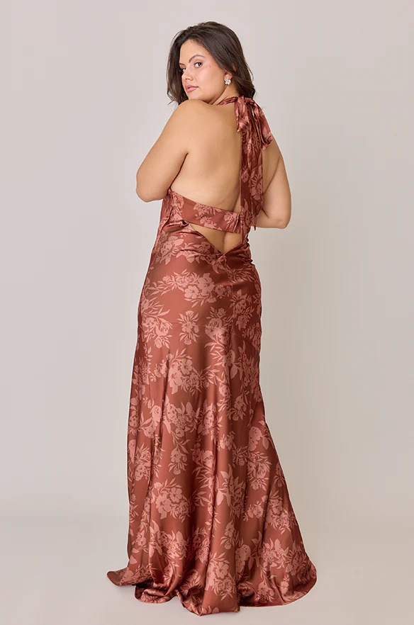Athena Satin Floral Print Dress | Made To Order - Image 51