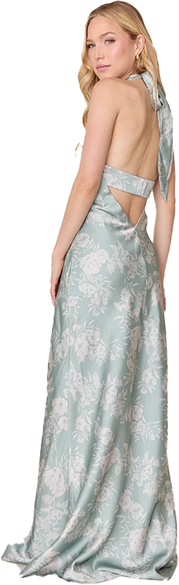 Athena Satin Floral Print Dress | Made To Order - Image 58