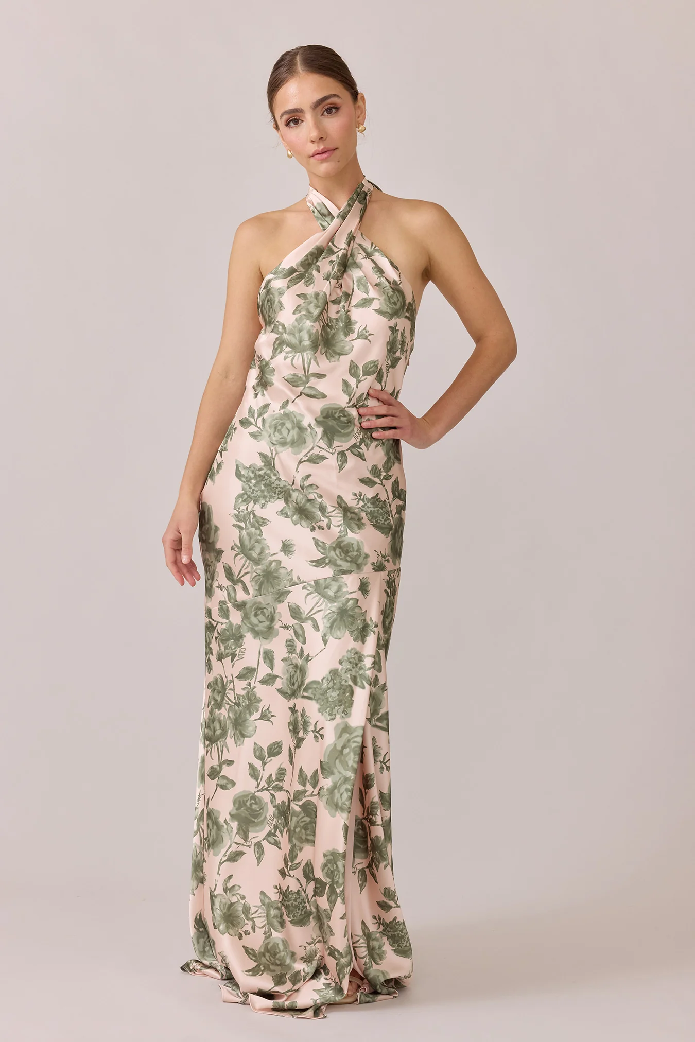 Athena Satin Floral Print Dress | Made To Order - Image 6
