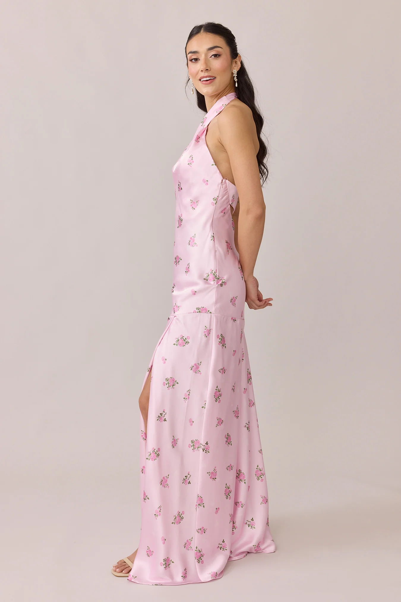 Athena Satin Floral Print Dress | Made To Order - Image 67