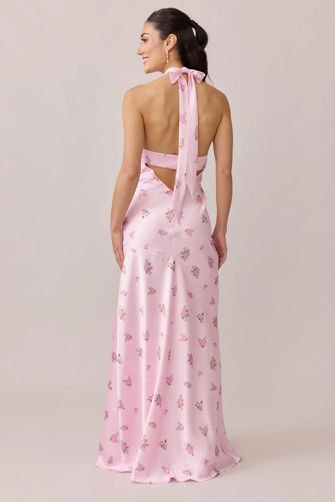 Athena Satin Floral Print Dress | Made To Order - Image 68