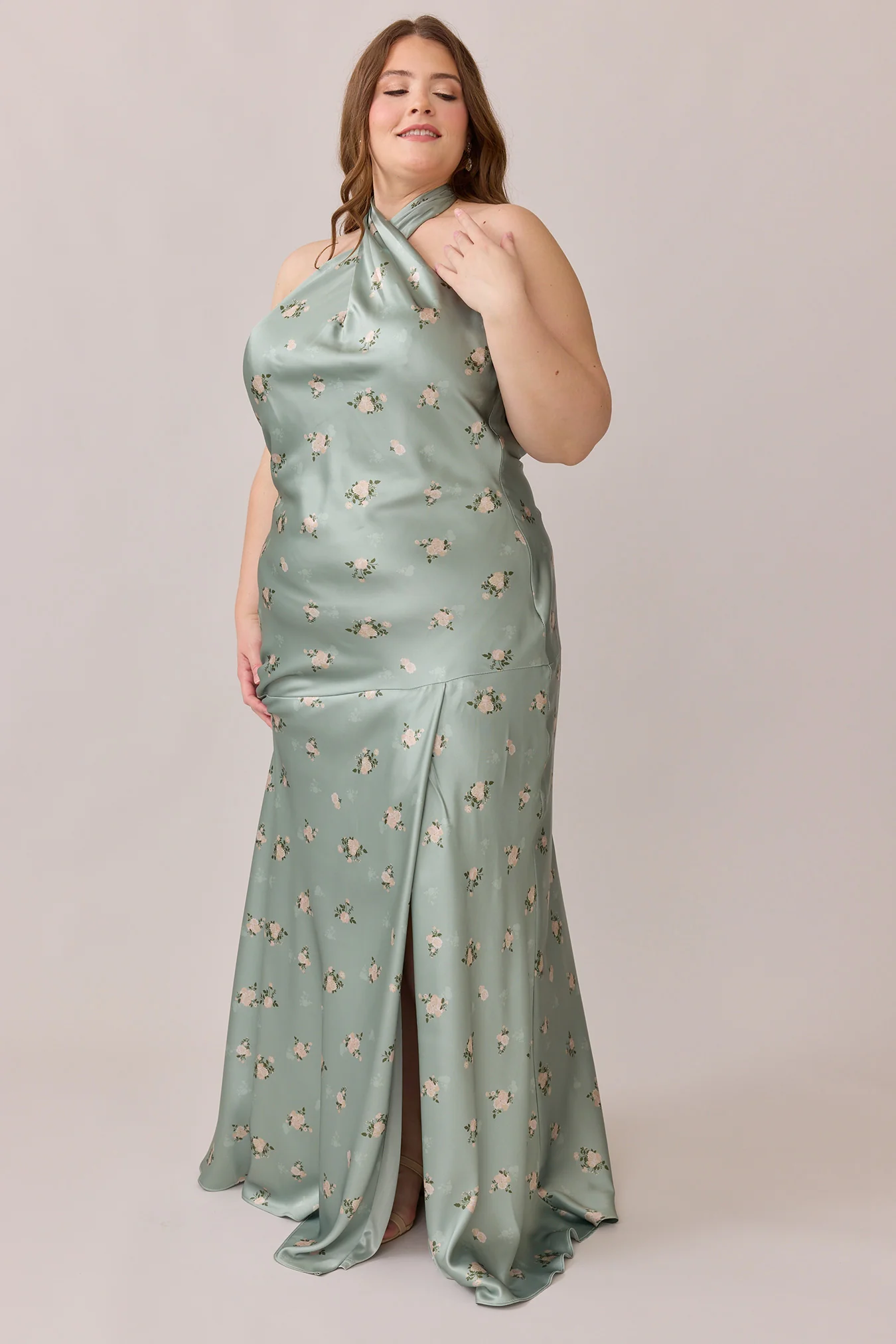 Athena Satin Floral Print Dress | Made To Order - Image 69