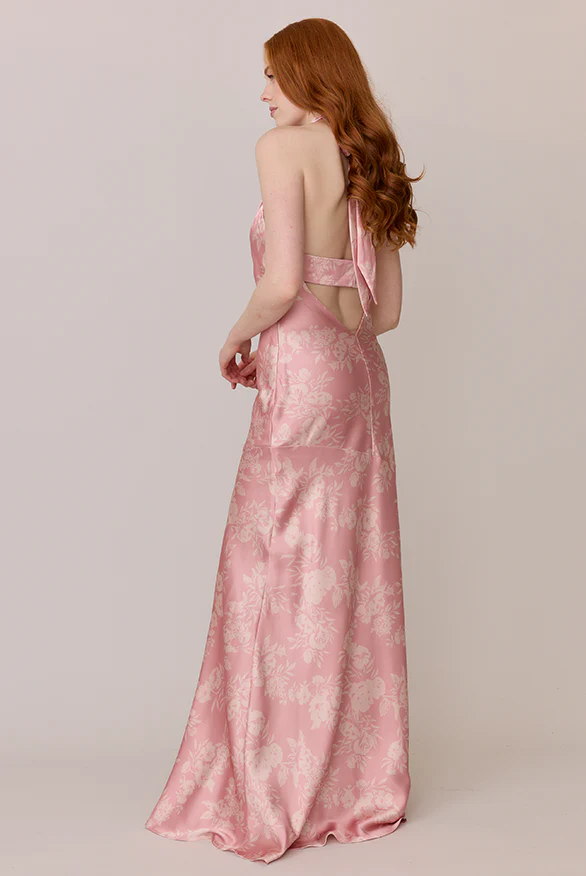 Athena Satin Floral Print Dress | Made To Order - Image 78