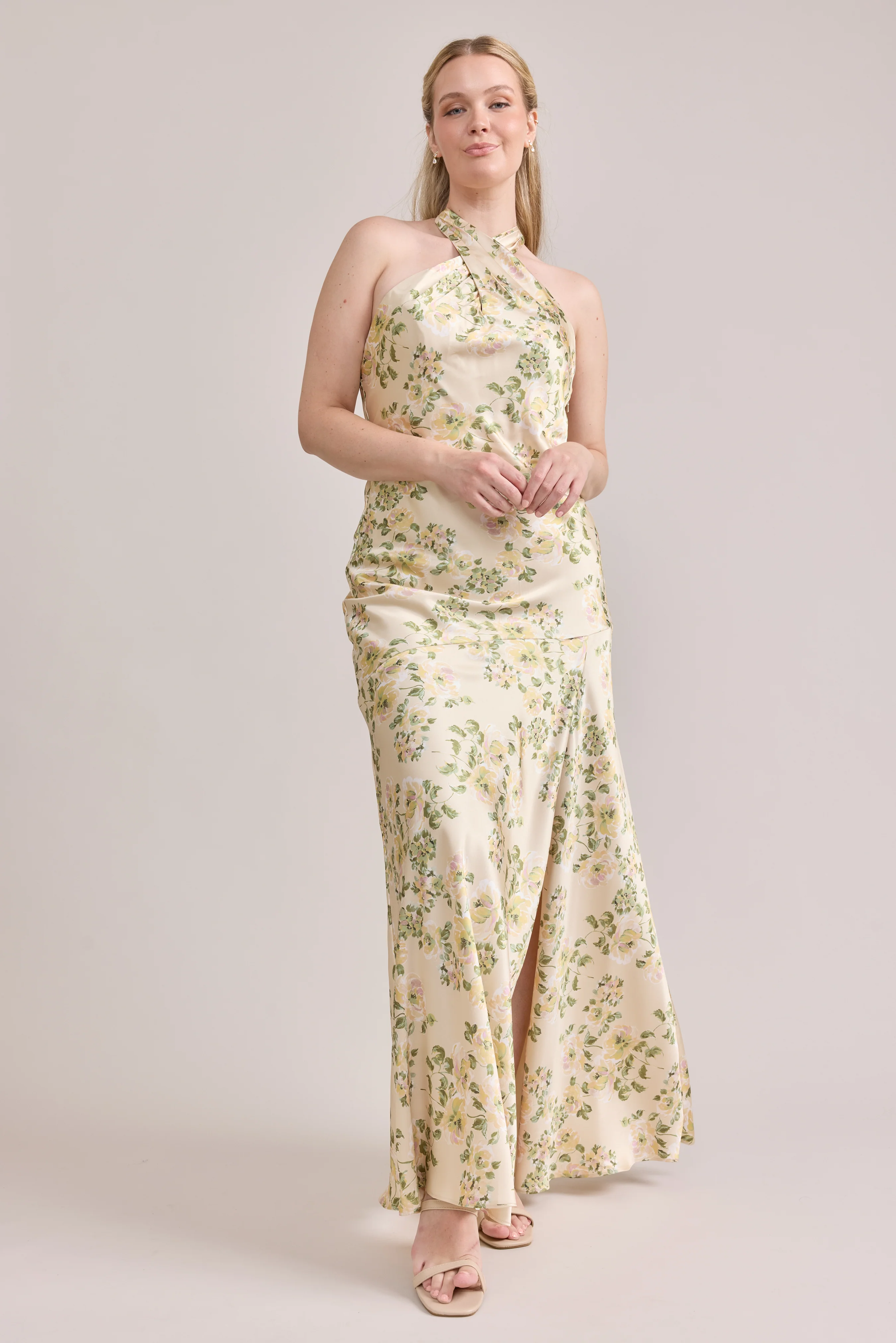 Athena Satin Floral Print Dress | Made To Order - Image 80