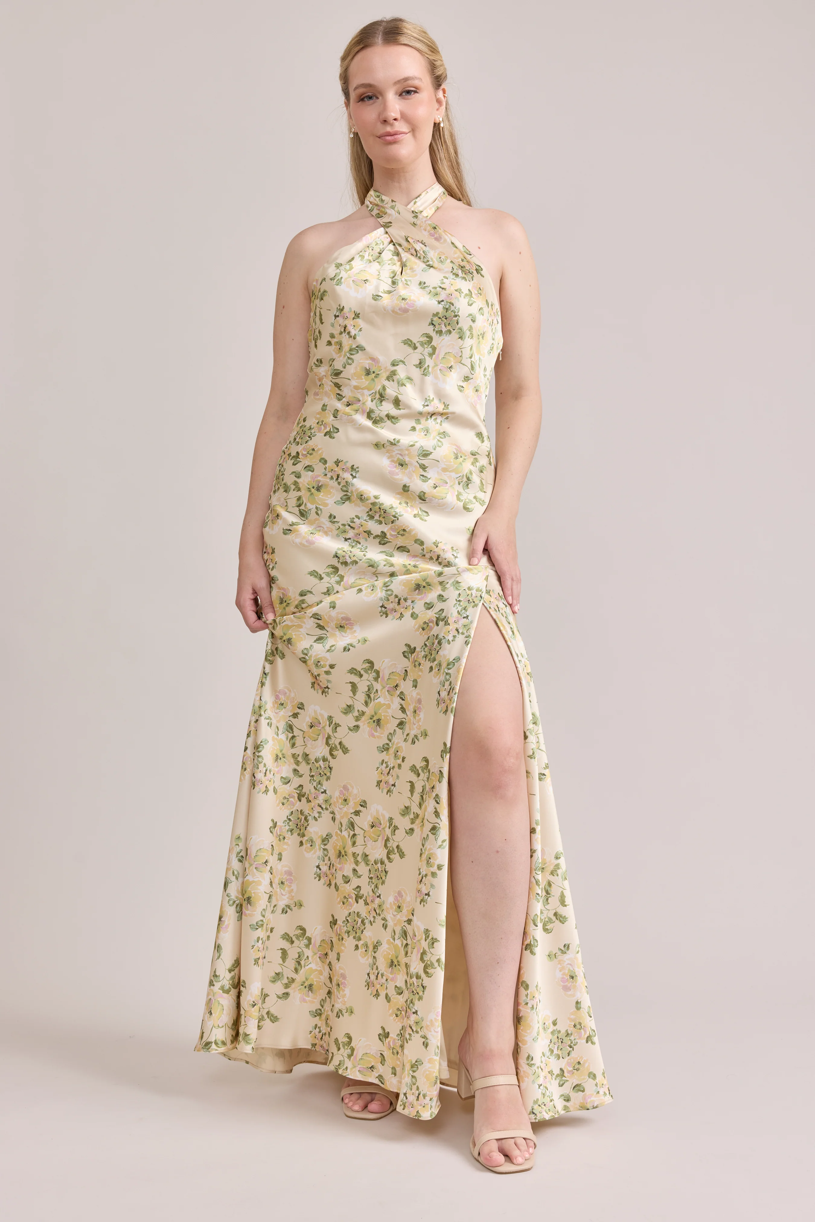 Athena Satin Floral Print Dress | Made To Order - Image 82
