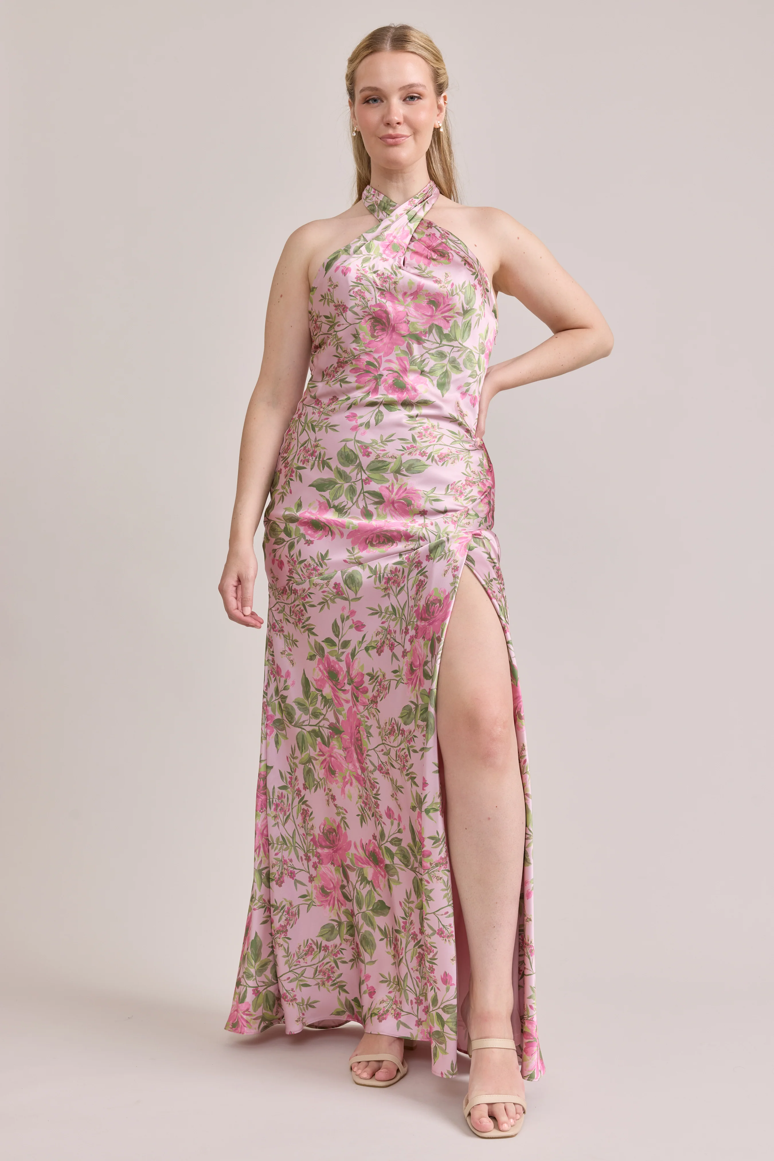Athena Satin Floral Print Dress | Made To Order - Image 91