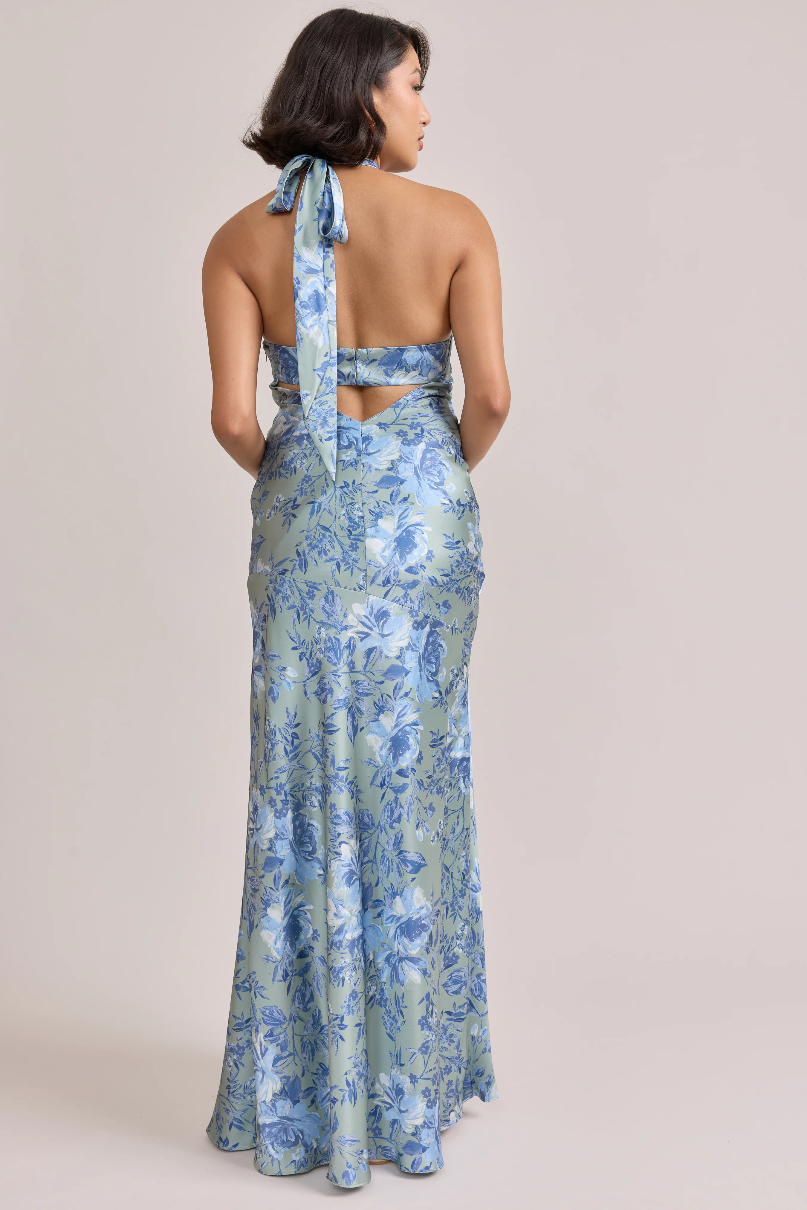 Athena Satin Floral Print Dress | Made To Order - Image 95