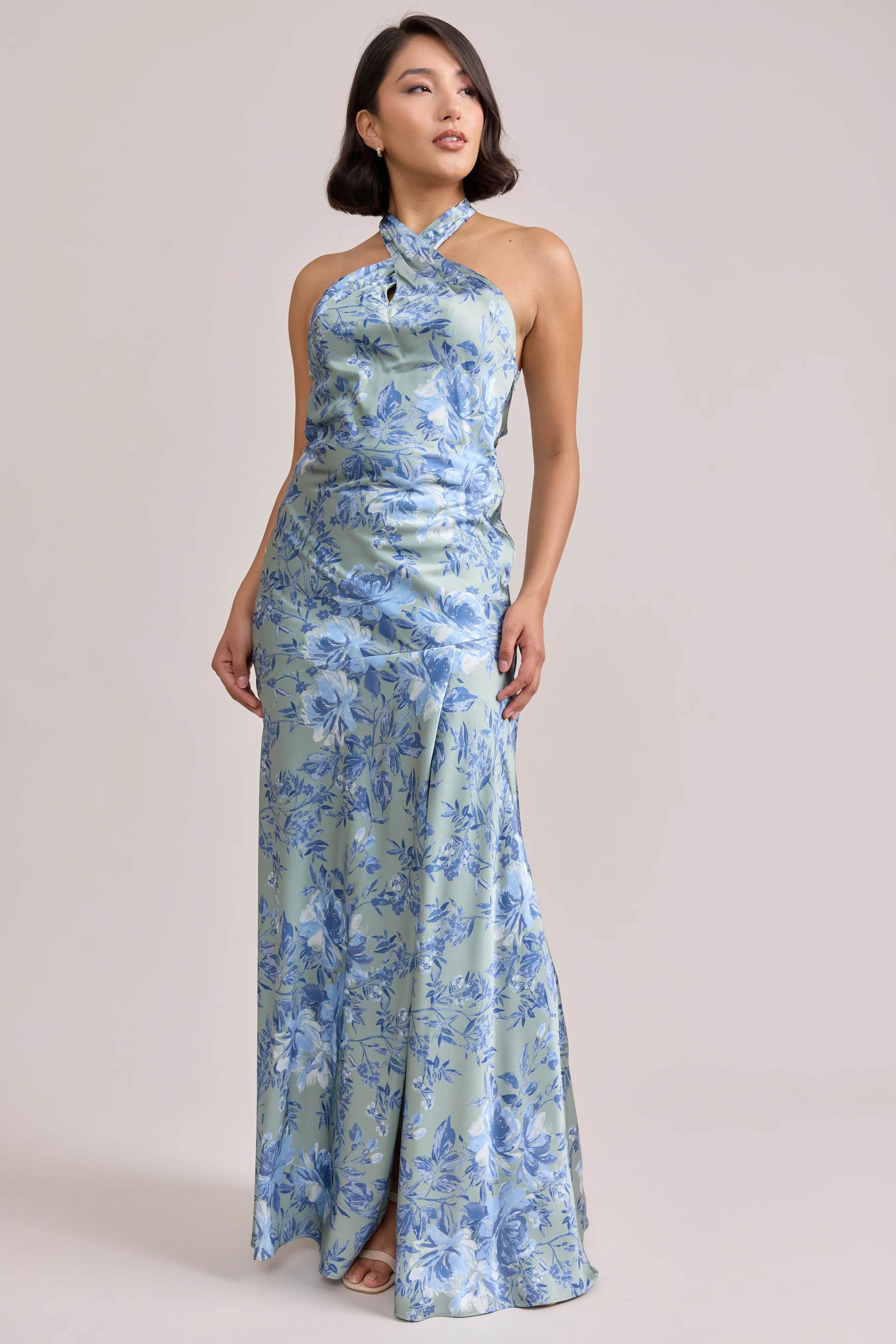 Athena Satin Floral Print Dress | Made To Order - Image 96