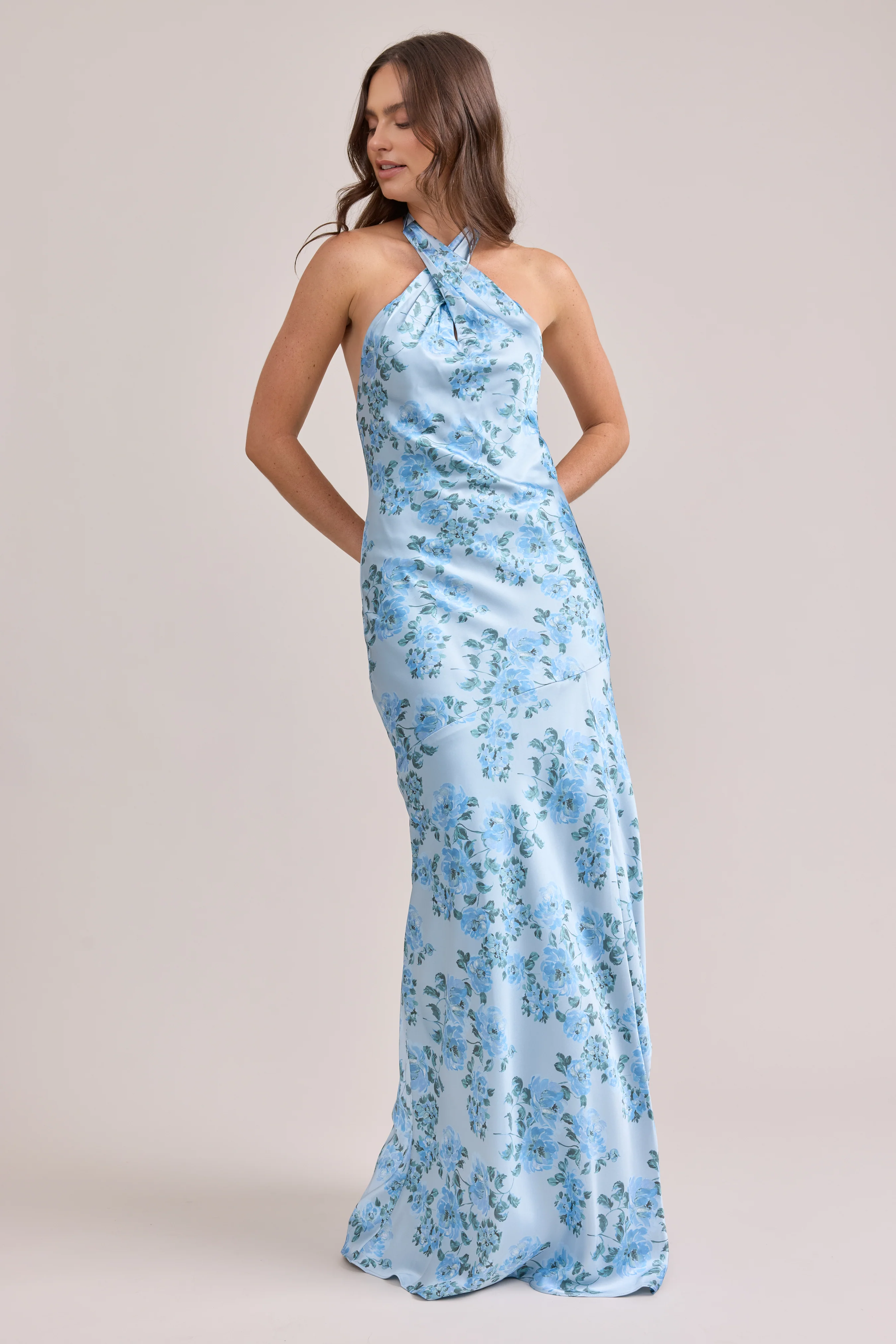 Athena Satin Floral Print Dress | Made To Order - Image 97