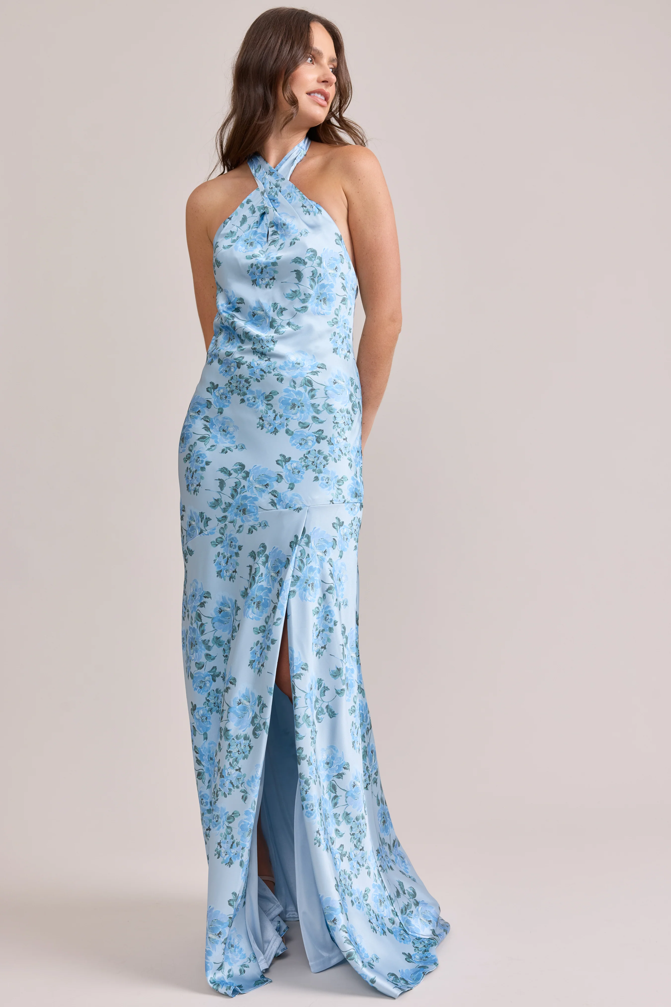 Athena Satin Floral Print Dress | Made To Order - Image 99