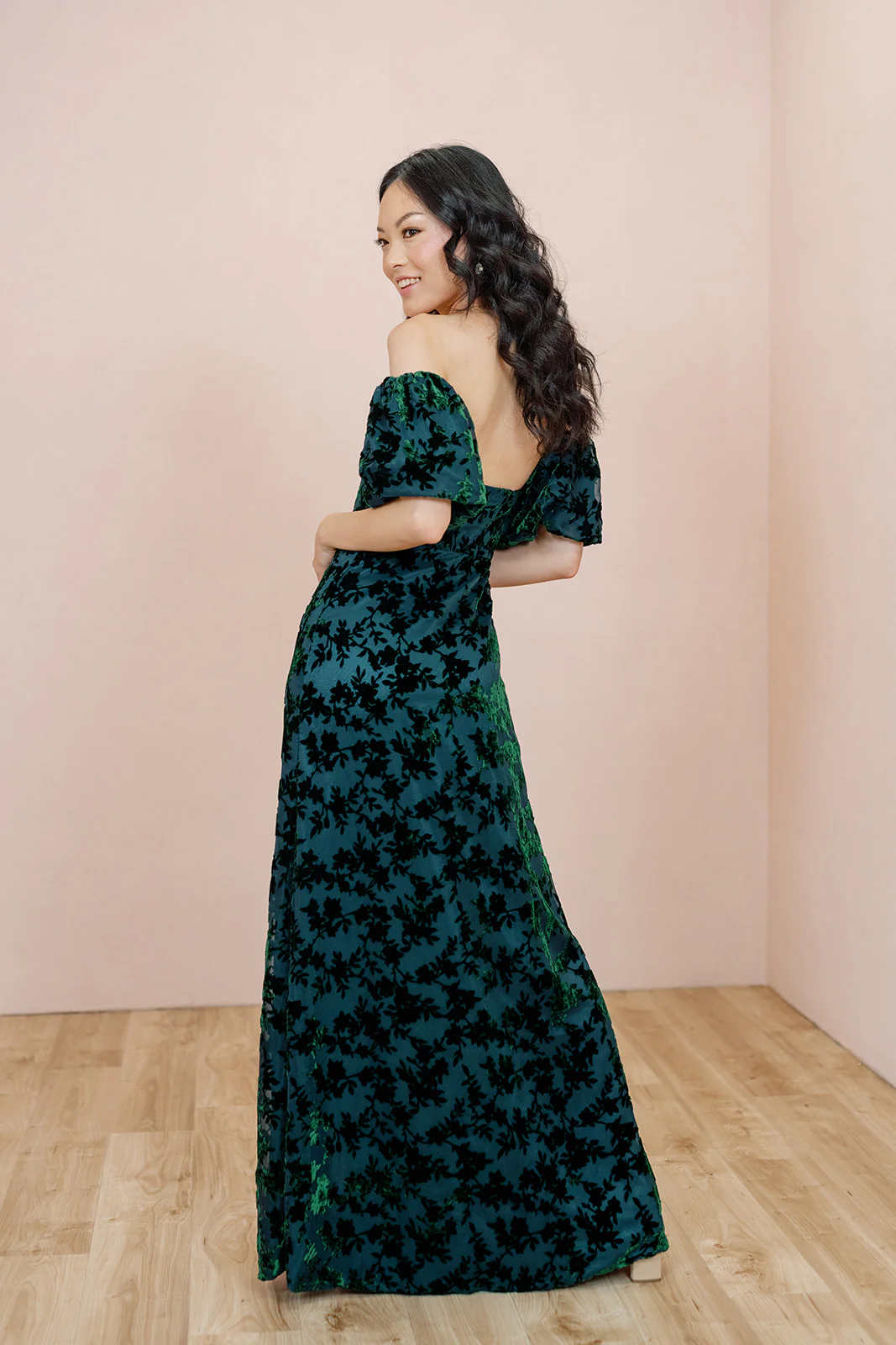 Floral Burnout Velvet Bubble Sleeves | Made To Order - Image 3