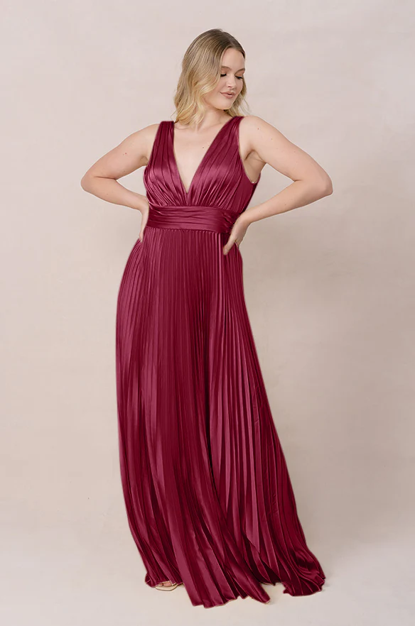 Celine Satin Pleated Dress | Made To Order - Image 11