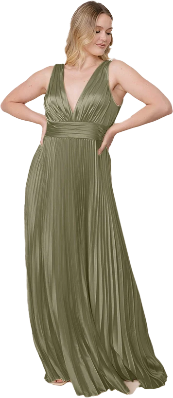 Celine Satin Pleated Dress | Made To Order - Image 111