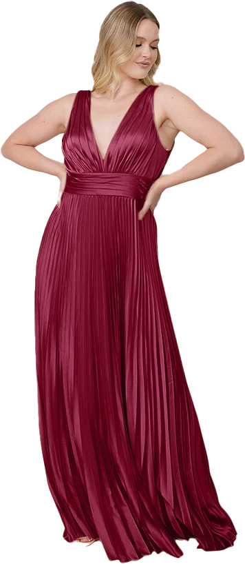Celine Satin Pleated Dress | Made To Order - Image 113