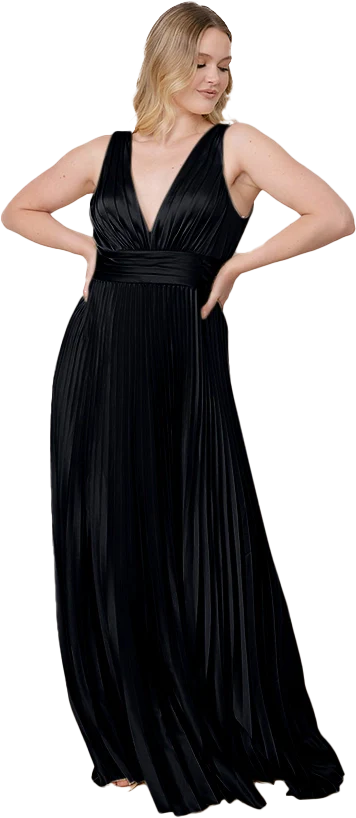 Celine Satin Pleated Dress | Made To Order - Image 114