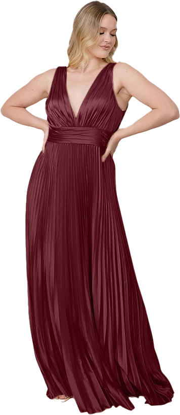 Celine Satin Pleated Dress | Made To Order - Image 117