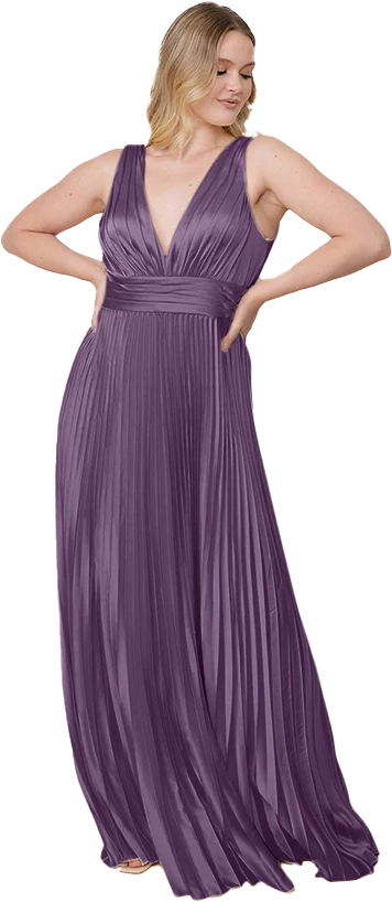 Celine Satin Pleated Dress | Made To Order - Image 123