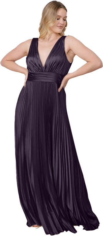 Celine Satin Pleated Dress | Made To Order - Image 124