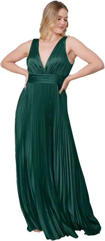 Celine Satin Pleated Dress | Made To Order - Image 125