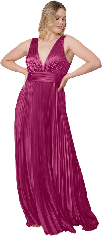 Celine Satin Pleated Dress | Made To Order - Image 128