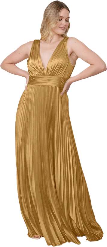 Celine Satin Pleated Dress | Made To Order - Image 129