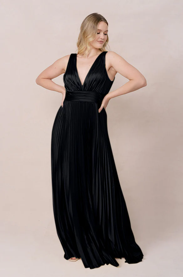 Celine Satin Pleated Dress | Made To Order - Image 13