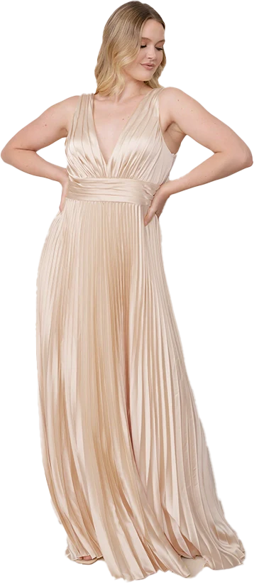 Celine Satin Pleated Dress | Made To Order - Image 130