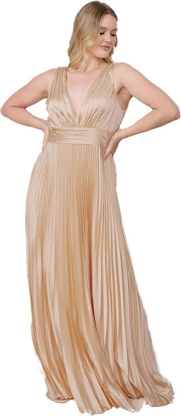 Celine Satin Pleated Dress | Made To Order - Image 131