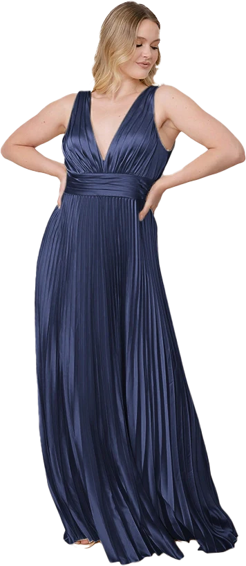 Celine Satin Pleated Dress | Made To Order - Image 133