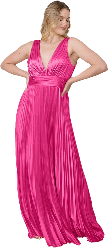 Celine Satin Pleated Dress | Made To Order - Image 138