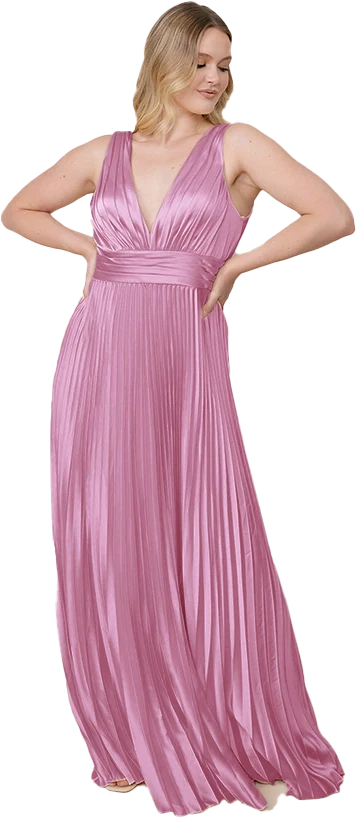 Celine Satin Pleated Dress | Made To Order - Image 139