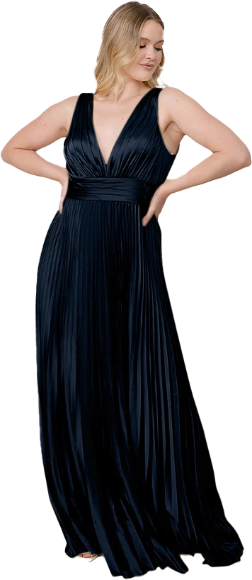 Celine Satin Pleated Dress | Made To Order - Image 141